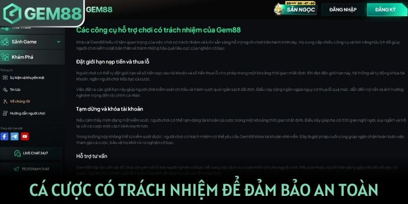Người chơi cần tham gia cá cược có trách nhiệm
