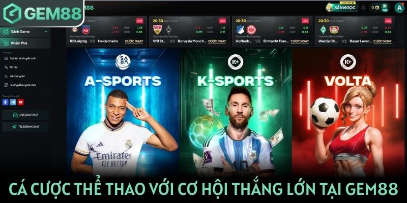 Cá cược thể thao với cơ hội thắng lớn tại Gem88