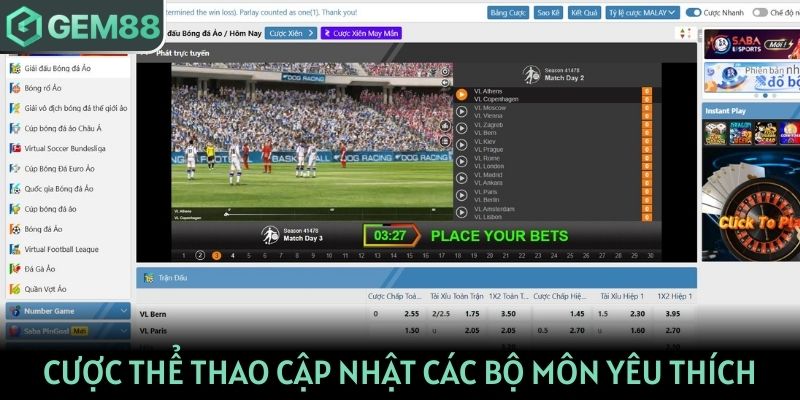 Sảnh thể thao cập nhật đầy đủ các bộ môn yêu thích