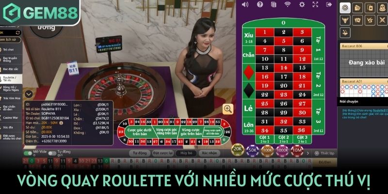Vòng quay Roulette với nhiều mức cược thú vị